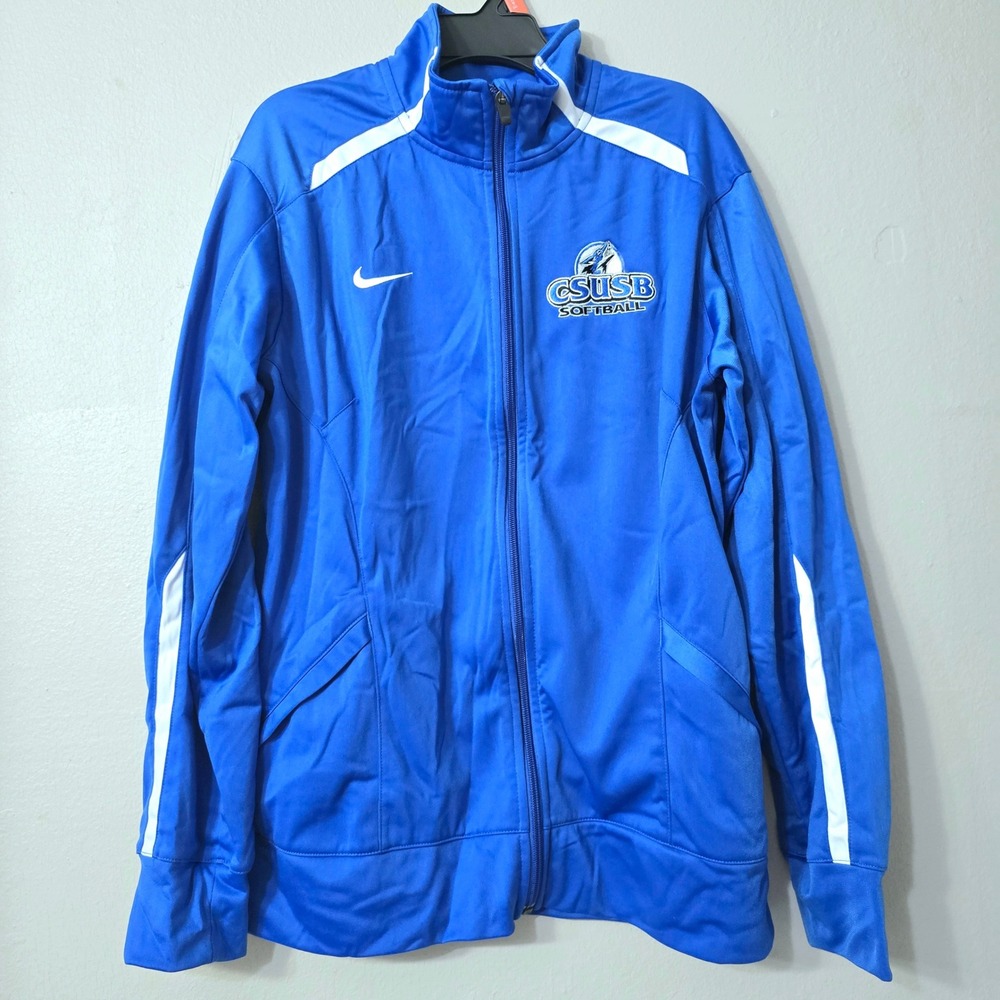 Nike CSUSB Softball Youth Large Blue Full Zip Track Jacket 598585-494 Coyotes